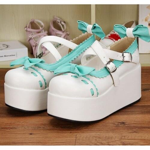 Spring & Autumn Sweet Lolita Cosplay Party Shoes Thick Platform Mary Jane Shoes Princess Girl Wedge Shoes