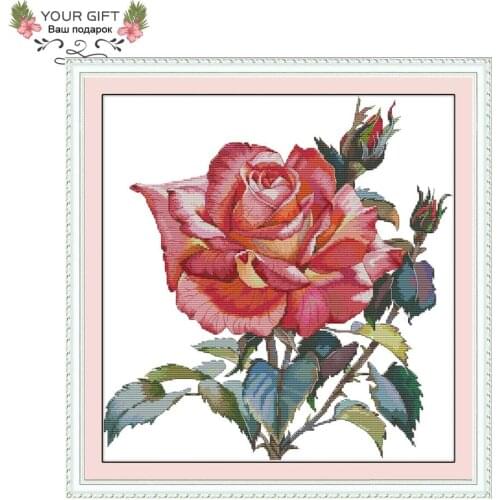Your Gift H786 14CT 11CT Counted and Stamped Home Decor Rose Needlework Embroidery DIY Cross Stitch kits