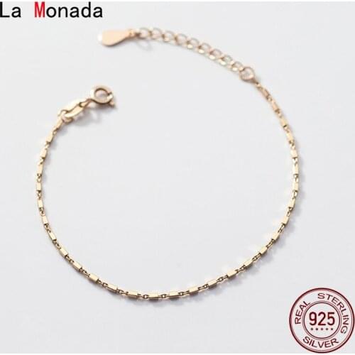 La Monada Small Cube Chain Bracelets For Women Silver 925 Sterling Jewelry Fine 925 Sterling Silver Womens Bracelet Female