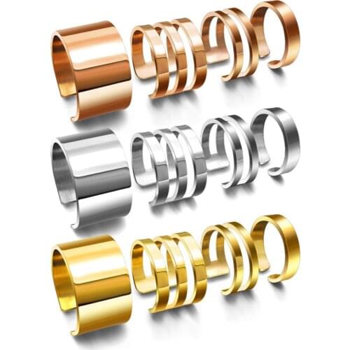 1 pcs Titanium Steel Single Double Wide Rings for Women Men Couple Wedding Engagement Ring High Quality Rose Gold Jewelry 2020