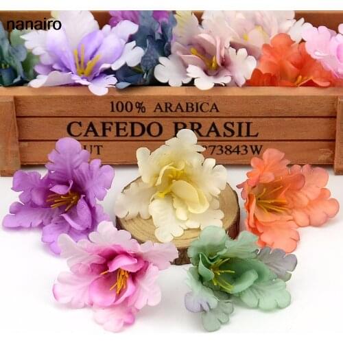 100pcs/lot 6cm Silk Orchid Artificial Flower Head For Home Wedding Decoration DIY Wreath Gift Scrapbooking Craft Fake Flowers