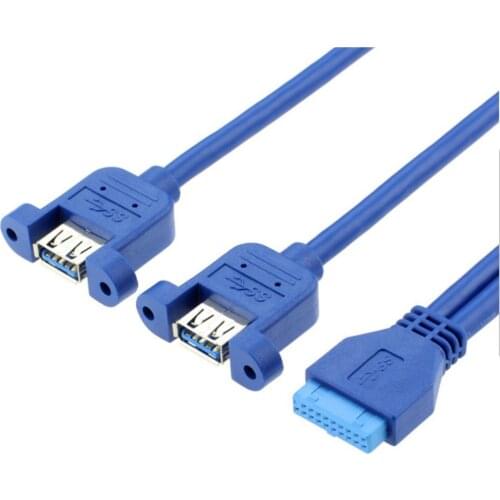 19pin weibliche header zu Dual USB 3,0 A Buchse port Kabel Motherboard 20P USB zu 2 USB 3,0 Splitter kabel mit Schrauben löcher