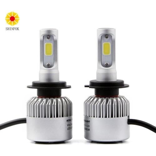 H7 Car LED Headlight 2PCS High Power Bulb Super Bright Beam 72W COB Chips 6000K White Auto Repalcement Headlamp