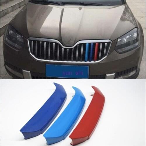 3D car-styling 3 color Front Grille Trim Sport Strips Car Covers Motorsport Power Stickers For Skoda Yeti 2013-2017 Skoda Superb