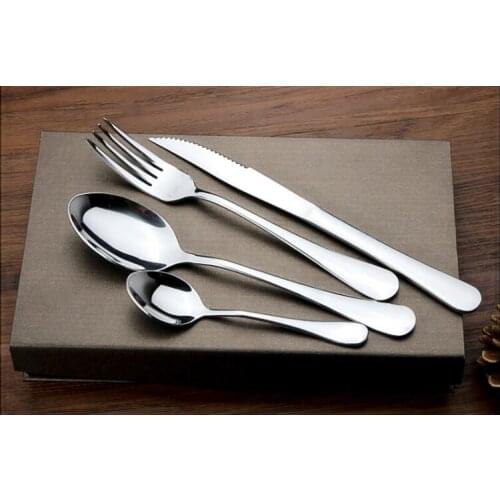 4pcs/set Simple Dinnerware Set Dinner Stainless Steel Cutlery Set Knives Forks Coffee Classic Family Tableware