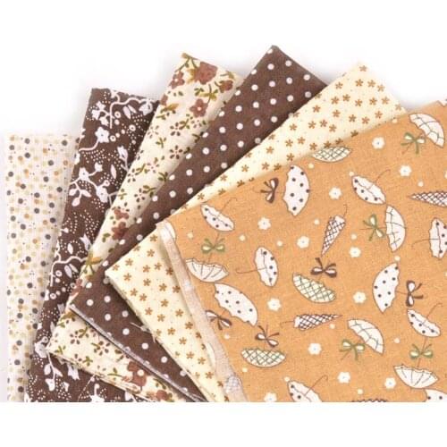 6Pcs/set Mixed Brown Cotton Textiles Fabric For Child Patchwork Sewing Kids Bedding Bags Dot Cloth DIY Material 25x25cm C2193