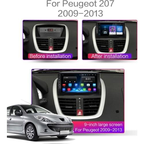 2 DIN 9 Inch Android 8.1 Car Multimedia Player WIFI GPS Navigation Stereo Automatic Radio for 2007-2013 Peugeot 207 207CC