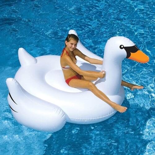150cm White Inflatable Swan Pool Float Giant Swimming Ring Summer Water Mattress Party Toys For Adults Kids