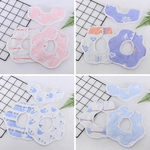 Baby Bibs Rotating Cotton Bibs Cartoon Print Saliva Towel Baby Boys Girls Feeding Apron Cotton Bandana Bibs