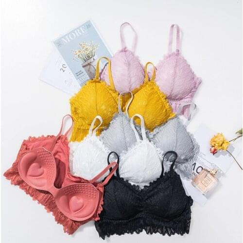 Women Sexy Lace Bra Three-breasted Underwear V-neck Gathered Sling Wrap Chest Tube Top Push Up Girl Comfort Wireless Bras