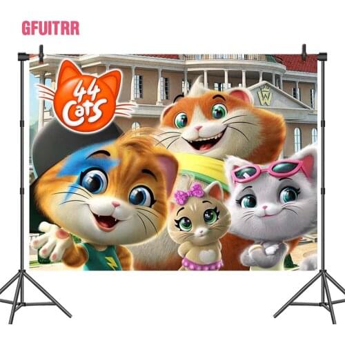 GFUITRR 44 Gatti Cat Photo Backdrops Happy Birthday Photography Backgrounds Music Dance Flowers Photo Booth Props
