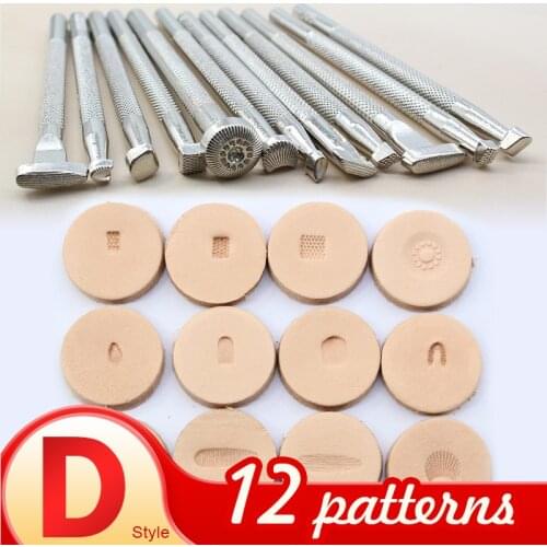 12 Different Flower for Leather Stamp Tool Center Stamping Working Carving Punches Tools Craft Saddle Basketweave Stripe
