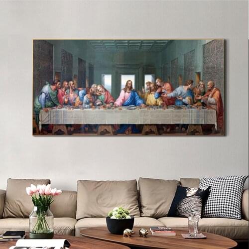 Classic Works of Art Jesus in the Last Supper Canvas Painting Posters And Prints Wall Picture For Living Room Home Cuadros Decor