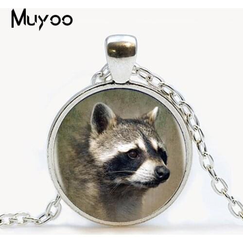 Raccoon Logo Pendant Necklace Cartoon Animal Raccon Jewelry Handmade Vintage Round Tibetan Fashion Necklace Womens Necklace HZ1
