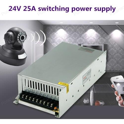 Best quality ultra thin 600W 24V 25A Switching Power Supply Driver for LED Strip AC 100-240V Input to DC 24V free shipping