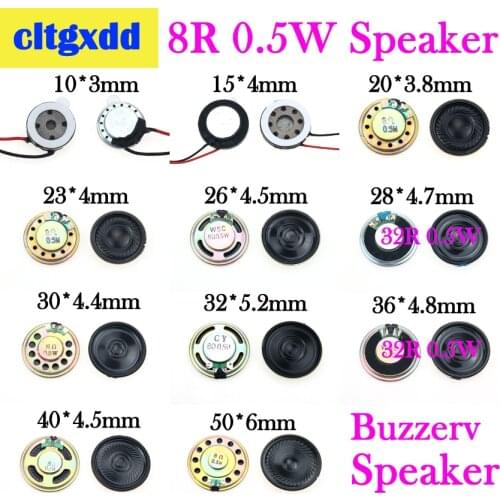 Cltgxdd 8 ohm 0.5W Horn Speaker Magnetic speaker 15 20 23 26 28 32 36 40 50 MM Diameter 8R 0.5W Loudspeaker Buzzer Sound player