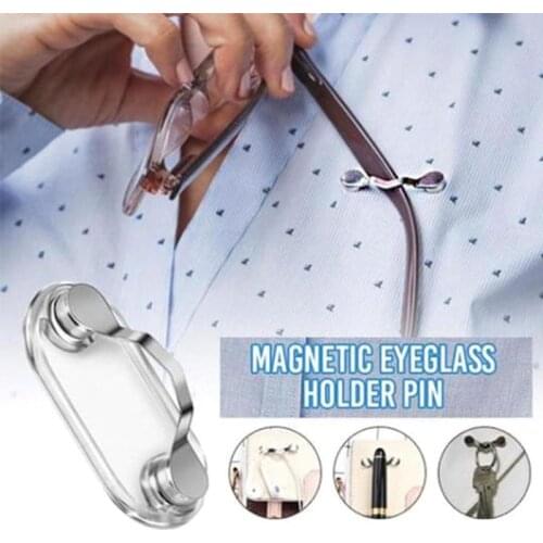 Magnetic Hang Eyeglass Holder Pin Brooches Fashion Multi-function Portable Clothes Clip Buckle Magnet Glasses Headset Line Clips