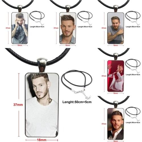 For Girls M Pokora Matt Pokora Fashion Glass Cabochon Pendant Necklace With Women Steel Plated Statement Jewelry