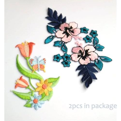 Fashion floral embroidered Patches for Clothing iron on Embroidery Stickers Clothing Applique flowers Decoration Badge parche