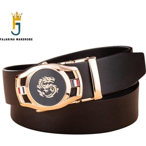 FAJARINA Fashion Casual Style Dragon Automatic Quality Cow Genuine Mens Solid Cowhide Leather Belts Men 3.5cm Width N17FJ979
