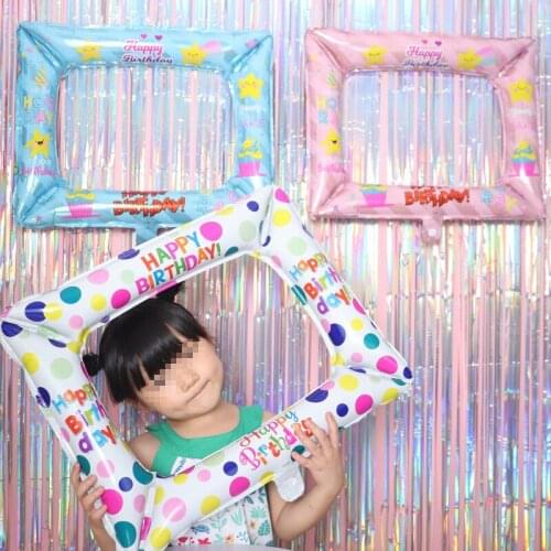 Inflatable Selfie Photo Frame Foil Balloons Birthday Party Decorations Kids Toy Photo Booth Party Balloon Photo props JL0125