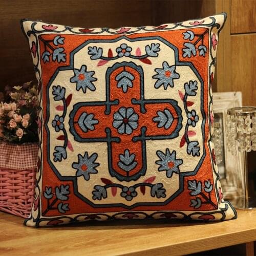 Home Decor Embroidered Cushion Cover Cotton Pillows Case Decor Sofa Throw Pillows Room Pillow Cover Decorative 45x45cm