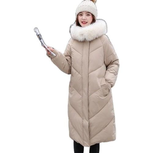 2021New Plus size Winter Coat Women Warm Casual Long Jacket Parka Fur Hooded Winter Jacket Women Down Cotton Padded Jacket Coats