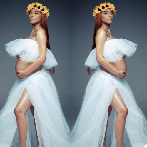 Sexy Elegant Women Maternity Dresses Shoulderless Nightgown Floor Length For Photography Pregnant Bathrobe Nightwear