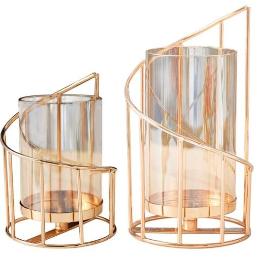 2-in-1 Geometric Tealight Holder & Artificial Flower Vase, Metal Votive Candle Centrepiece for Shelf Table Decor