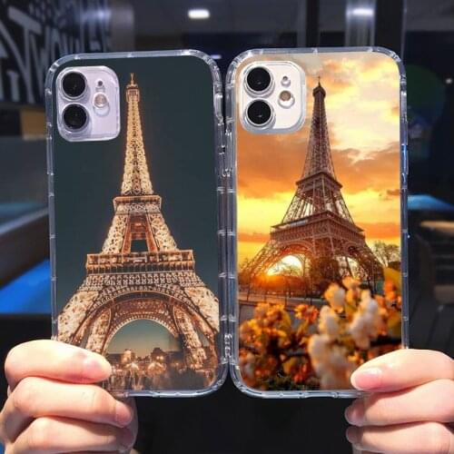Romantic Paris Eiffel ToweR Phone Case Transparent for iPhone 6 7 8 11 12 s mini pro X XS XR MAX Plus cover funda shell