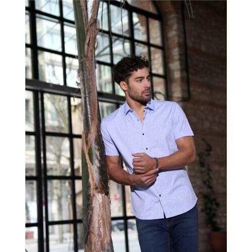 Semco Pattern Short Sleeve Slimfit Mens Shirts Square Pattern Cotton Male 'S Fashion Shirts Oxford Flannel Casual Daily 2021 Summer