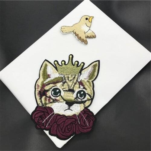Cat Bird Clothing Embroidery Patch Fabric Sticker Iron On Patch Craft Sewing Repair Embroidered BJ0372
