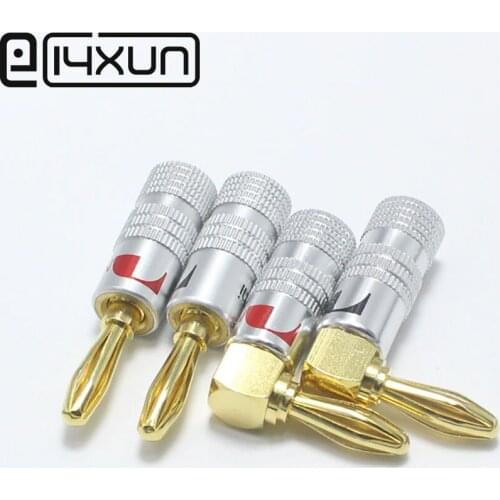 EClyxun 1Pcs 90 Degree /180 Degree 4mm Nakamichi Speaker Banana Plug for Video 24K Speaker Copper 4mm Banana Audio Connector