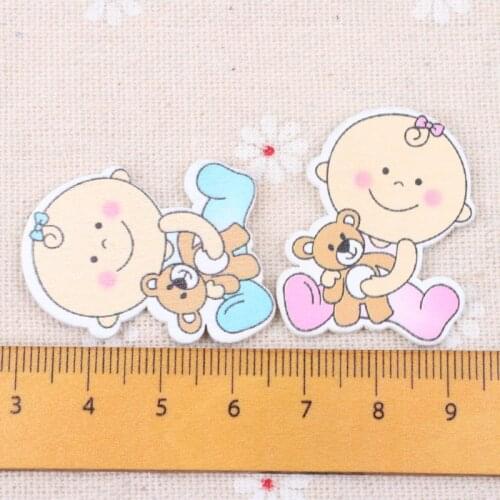 Blue/Pink Baby with Bear Pattern Scrapbooking Craft Embellishment For Handmade Sewing Home Decoration 29x35mm 20pcs