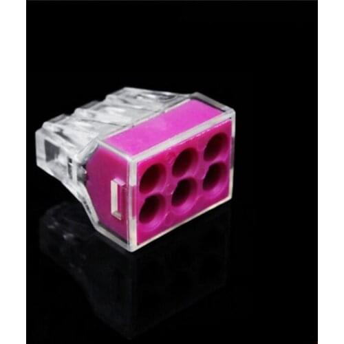 Building wiring connector six holes 6 conductor wire fast connect terminal new pressing cap