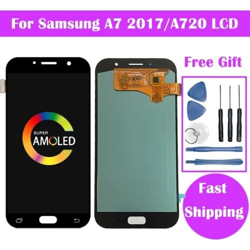 Super AMOLED For Samsung Galaxy A720 LCD Display A720F A720M Touch Screen Digitizer For Samsung A7 2017 Display