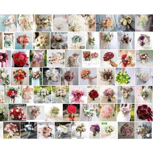 Customized wedding gift bride water drop hand bouquet Rose Bouquet Fake Flowers For Crafts Home Garden Decorative