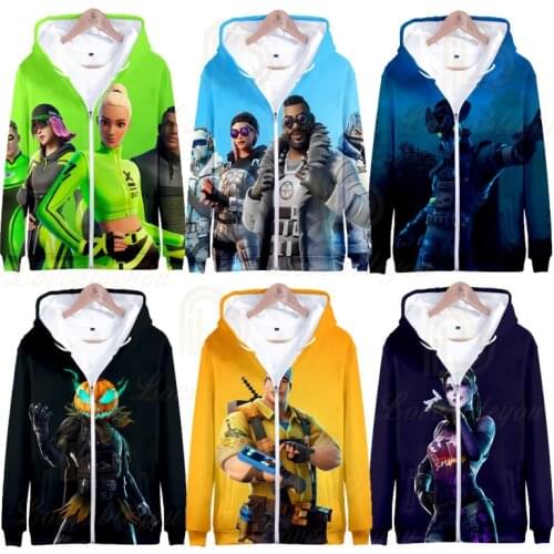 Fortnite New Design Zip Up Hoodies Kid Adult Sweatshirt Fortress Children Oversized Hoodie Women Oversized Polyester Sweatshirt