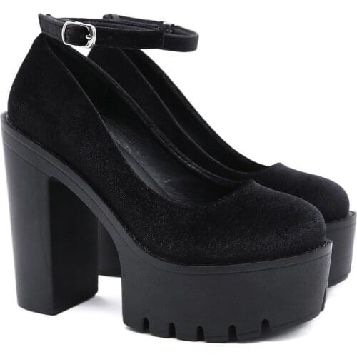 New Women Shoes Pumps Womens Round head High heels elastic fabric Woman Slip On Platform Fashion Ladies Shoes Female Footwear