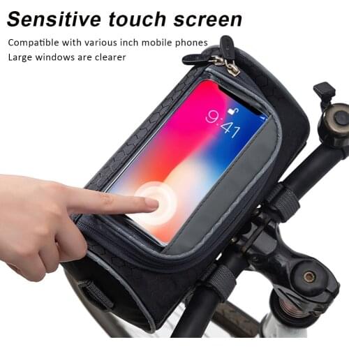 Bike Handlebar Bag Waterproof Bicycle Front Bag Phone Mount Holder PVC Touch Screen Pouch with Detachable Shoulder Bag Sales