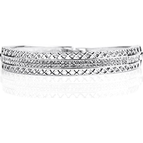 Fashion Jewelry Crystals Rhinestones Bangles & Bracelets Silver color & Rose Gold Color Bracelet for Women Friend Birthday