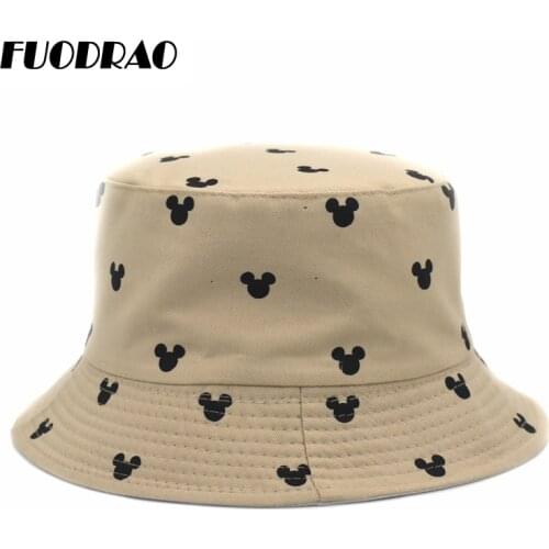 FUODRAO Original Cartoon Print Bucket Hat Women Cotton Summer Sun Hat Casual Fisherman Hat Unisex Hip Hop Bucket Cap M81