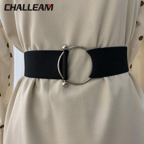 Womens Elastic Band Womens Simple Girdle Round Buckle Broadband Coat Sweater Dress Belt Summer 400