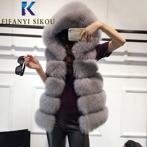 Faux Fox Fur Vest Women 2020 Winter Fashion Thick Warm Faux Fur Jacket Vests Female Loose Sleeveless Hooded Fake Fur Coat Vest