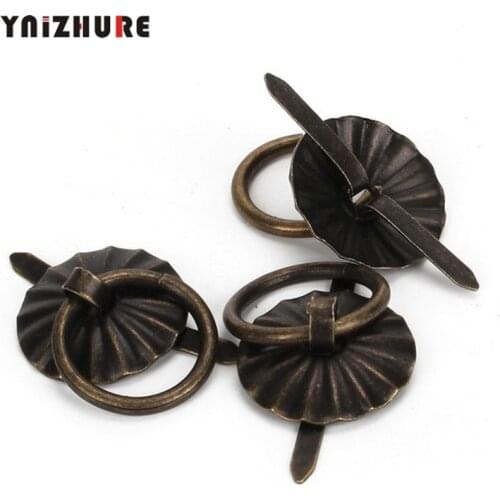 10pcs 19mm Vintage Metal Tin Box Decorated Handle Mini Drawer Door Ring Pulls Iron Jewelry Storage Wooden Case