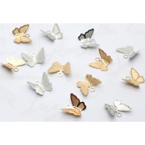 10pcs Cute 3D Butterfly Earring Connector Alloy Charms Cute Small Earrings Bracelet Necklace Pendants Exquisite Jewelry Findings
