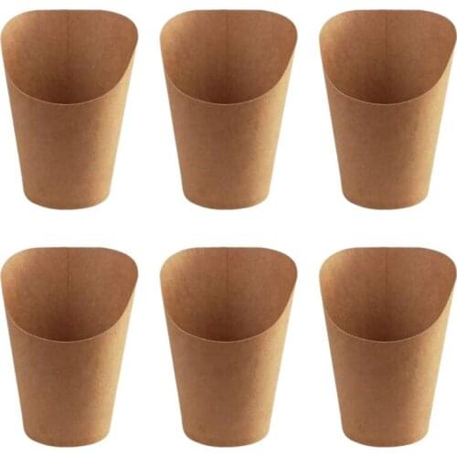 100Pcs Disposal Take-Out Party Dessert Supplies Baking Cakes Egg Puff French Fries Chips Snacks Kraft Paper Cups Holder, 300Ml