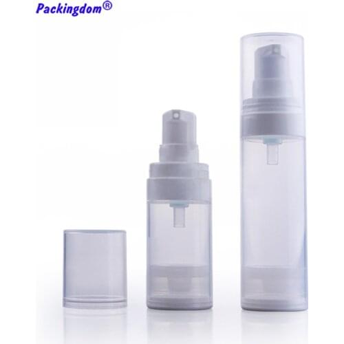 20pcs Small Airless Pump Bottle Empty Plastic Lotion Bottles Vacuum Portable Essence Cosmetic Packaging Sample Containers 15ml