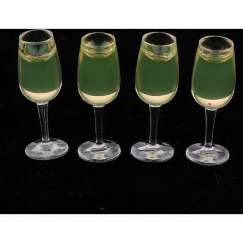 4pcs Dollhouse Miniatures 1:12 Scale Wine Glasses Goblets Toys Doll Kitchen Dining Room Decorations