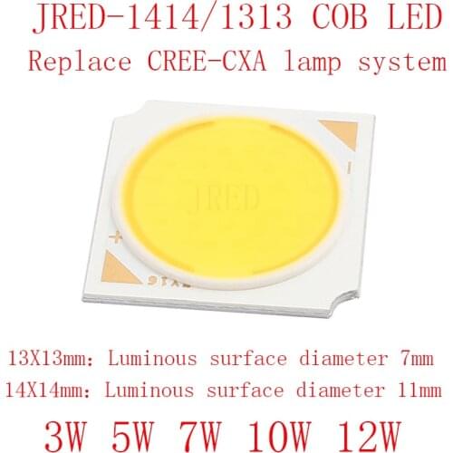 5PCS COB 1313mm 1414mm PCB Bright 3W 5W 7W 10W 12W Cob Led Chip Warm White/ White Replace CREE-CXA lamp series